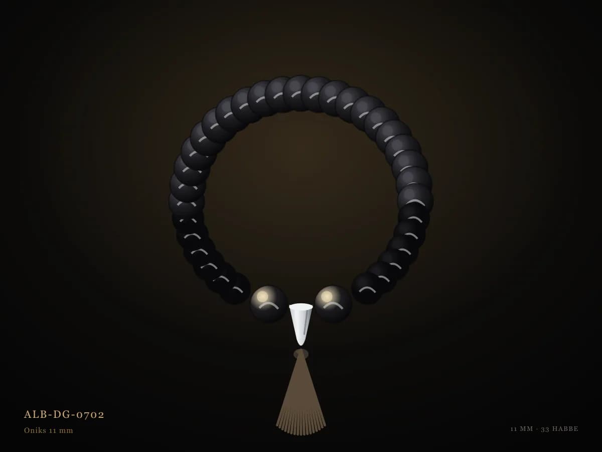 Oniks Tesbih - 11 mm, Siyah Damarlı görseli